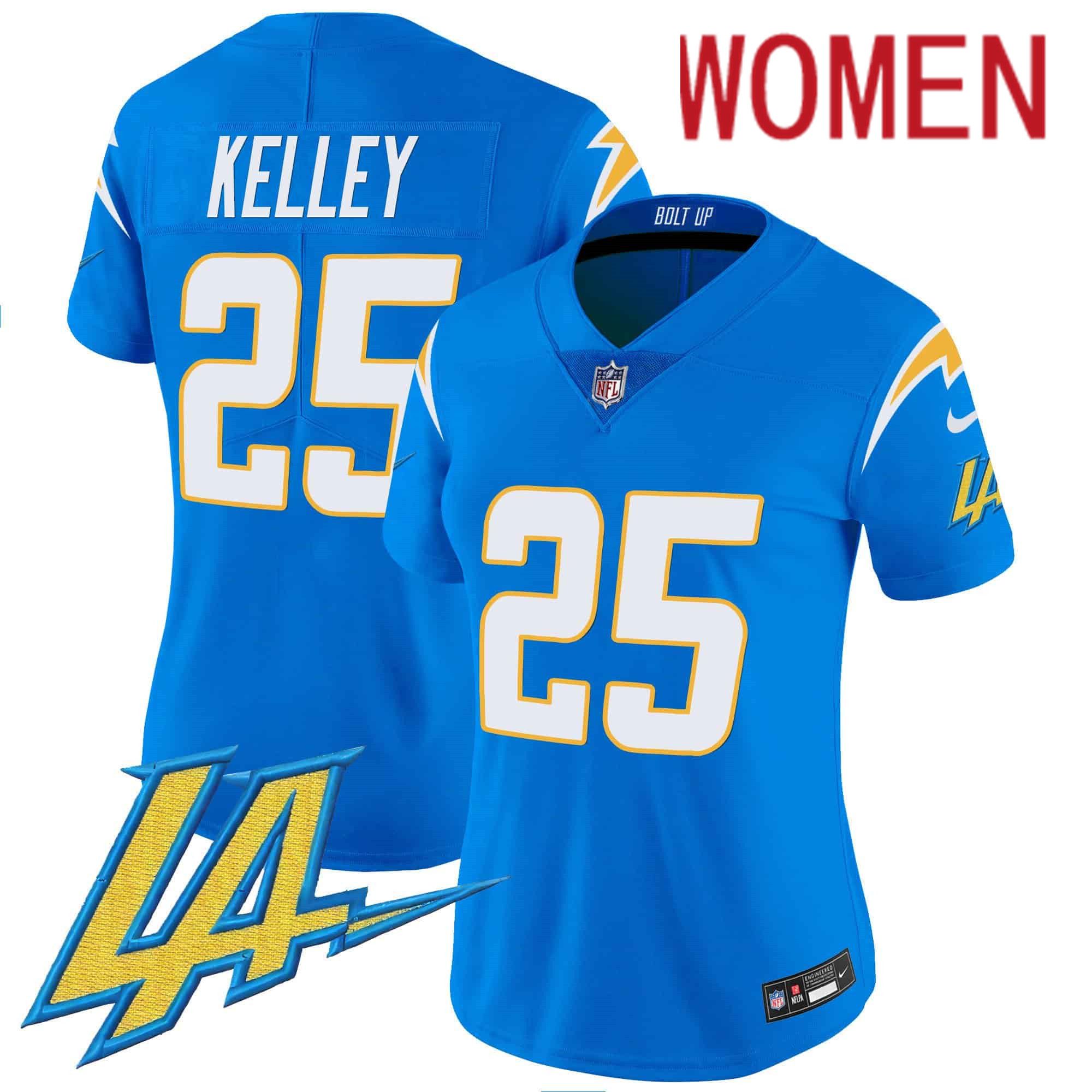 Women Los Angeles Chargers #25 Kelley Light Blue 2024 Nike Vapor Limited NFL Jersey style 1